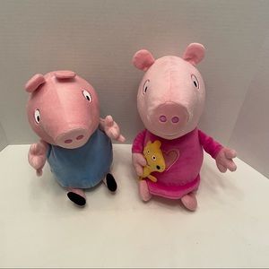 Lot 2 Peppa Pig Sleep/Oink & brother George Giggle Plush Stuffed Animal Toy Talk